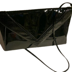 Black patent envelope style shoulder bag or clutch